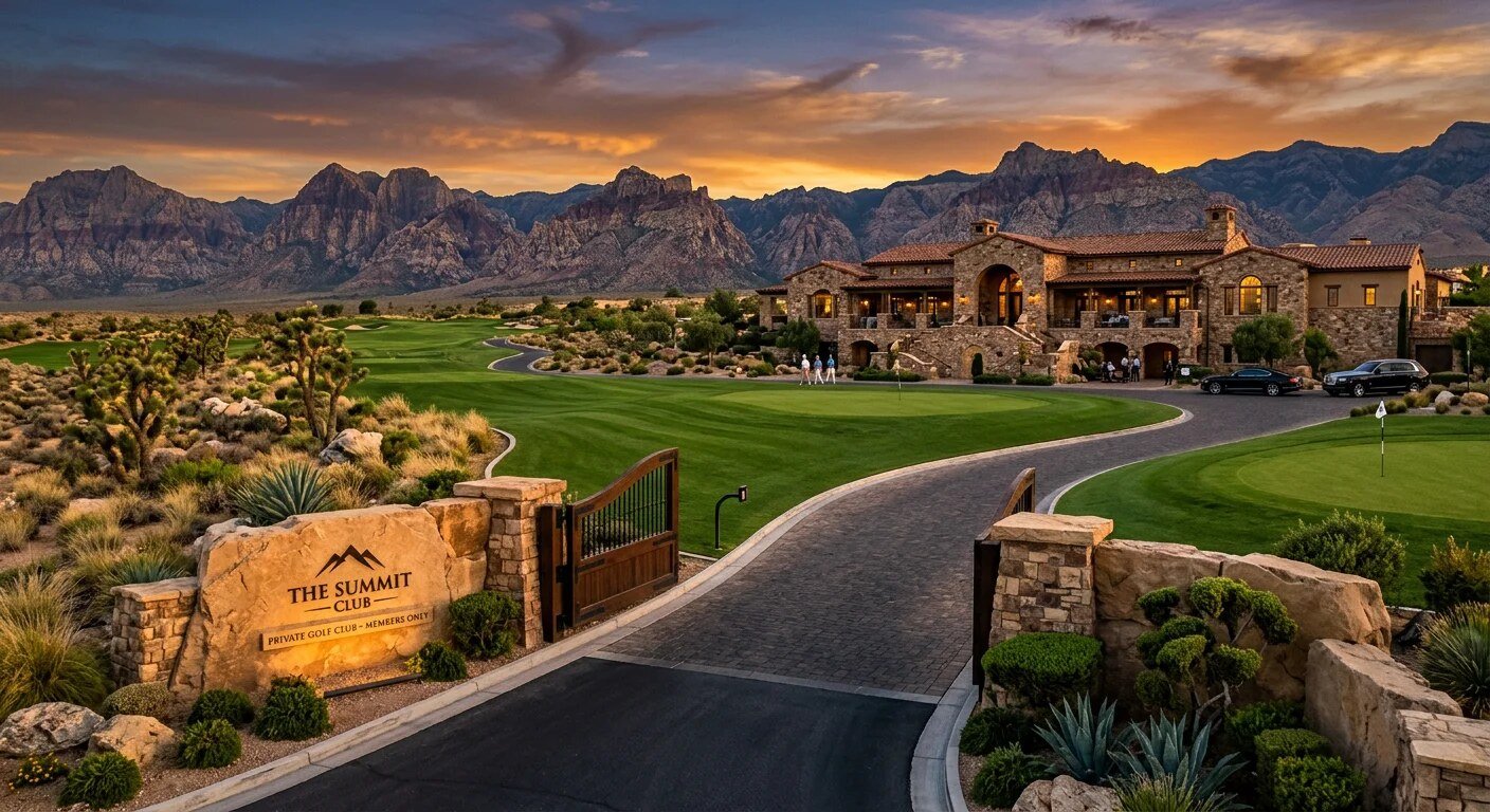 The Summit Club entrance and clubhouse